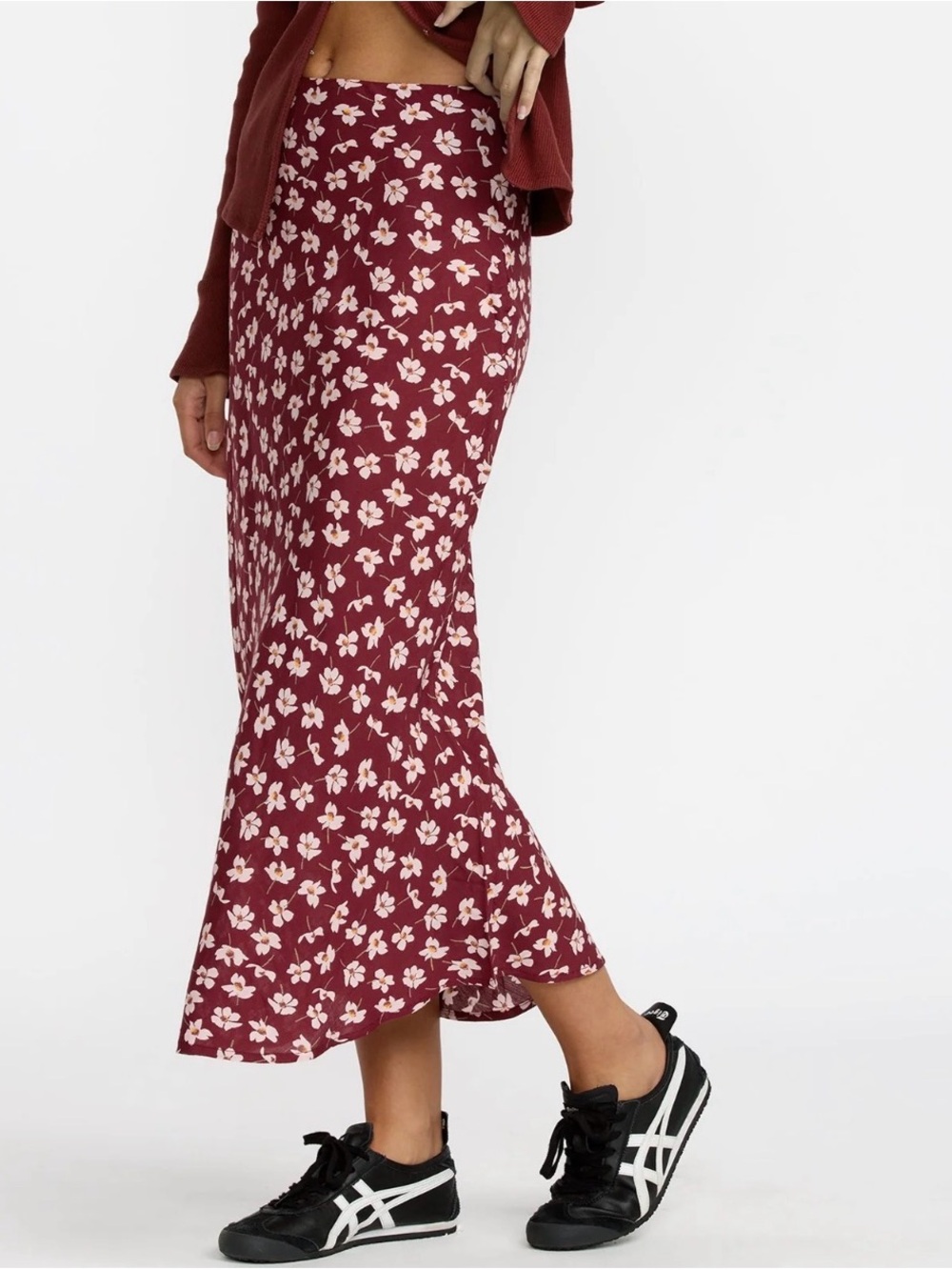 RVCA Annika Midi Skirt - Cranberry